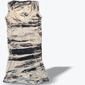 Enza Costa Micro Mini Dress Black White Tie Dye Pima Cotton Sleeveless VNeck USA